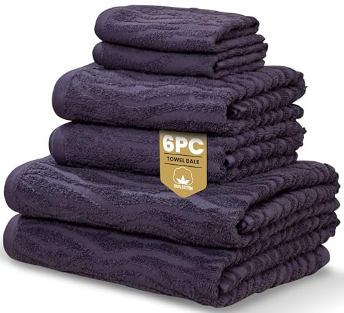 Rapport Home Safari 6-Piece Towel Bale - Bale Damson - Luxurious 100% Cotton 500gsm Bathroom Set