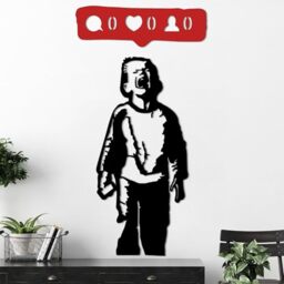 Stylish Decorative Metal Wall Accessory, Black & Red, 55 x 17 cm & 39 x 84 cm, 100% Metal, 1.5 mm Thick, Easy Wall Mounting, Perfect for Home Decor