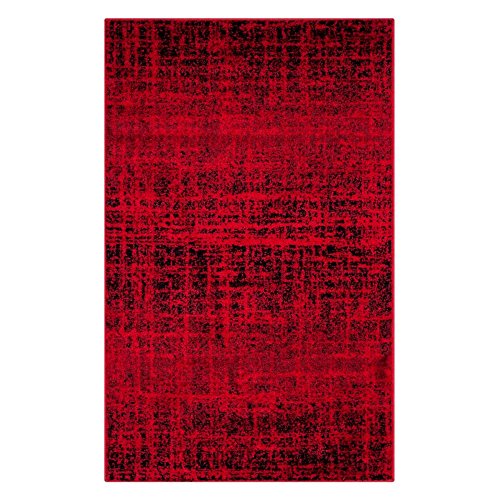 Safavieh Contemporary Rug for Living Room, Dining Room, Bedroom - Adirondack Collection, Short Pile, in Red and Black, 91 X 152 cm