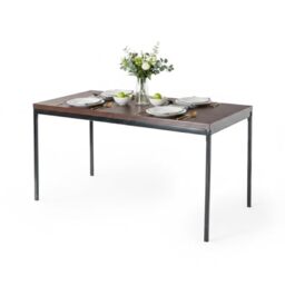 FurnitureR 150cm Dining Table Rectangular MDF Kitchen with Heavy Duty Metal legs Modern Wooden Dining Room Table for 2-4Person Kitchen Restaurant Apartments & Café,Dark Brown