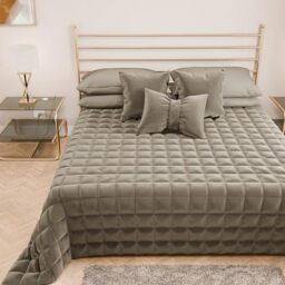 PETTI Artigiani Italiani - Single Quilt in Soft and Warm Velvet, Spring Autumn Quilt, Single Throw, Mud, 100% Made in Italy