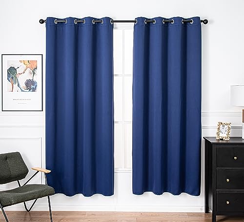 PI Blackout Curtain Panels,Thermal Insulated Energy Saving Grommet Window Treatment for Living Room/Bedroom/Glassdoor 1 Panel (Navy,W52XL80)