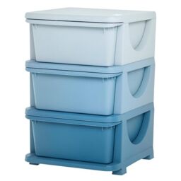HOMCOM 3 Drawers Plastic Kids Storage Units, 3 Tier Children Toy Chest for Nursery, Playroom, Bedroom, Blue