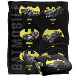 "LOGOVISION Batman 85th Mashups Batmobiles Yellow Logos Silky Touch Super Soft Throw Blanket 50""x60"""