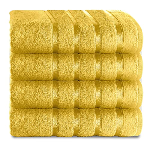 GC GAVENO CAVAILIA Lightweight and Highly Absorbent Quick Drying Hand, Pack of 4 Cotton Towels, Ochre, 4Pk Kensington