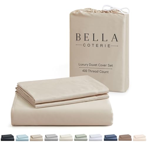 Bella Coterie Luxury Bamboo Queen Size Duvet Cover Set - Organically Grown - Ultra Soft - Cooling - Two Luxury Pillow Shams - Viscose Bedding Made from Bamboo - No Insert [Dune]