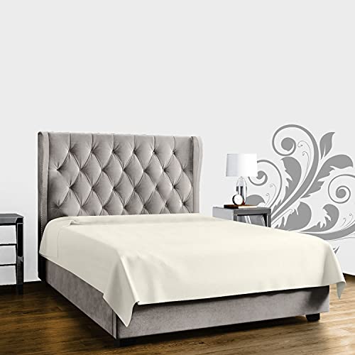 400 Thread Count Plain Bedding, Easy Care Double Flat Sheet, Hotel Quality Bed Sheets, Cream