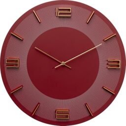 Kare Design Wall Clock Leonardo, Red/Gold, Diameter 49 cm, Analog, Decorative Room Decor, Home Decor, Modern Clock for Living Room, Bedroom, Hallway, Home Office, Kitchen