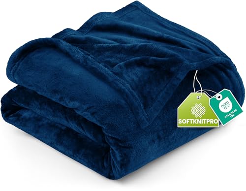 Utopia Bedding Navy Fleece Blanket [Full - 228 x 213 cm] Soft Cosy fluffy 300 GSM Blankets for Bed, Sofa & Couches