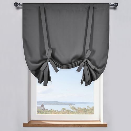 DONREN Medium Grey Tie Up Curtain 34 x 45