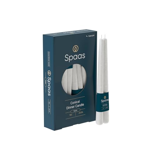 Spaas 8X 2 Elegant Rustic Dinner Candles 6,5h - White
