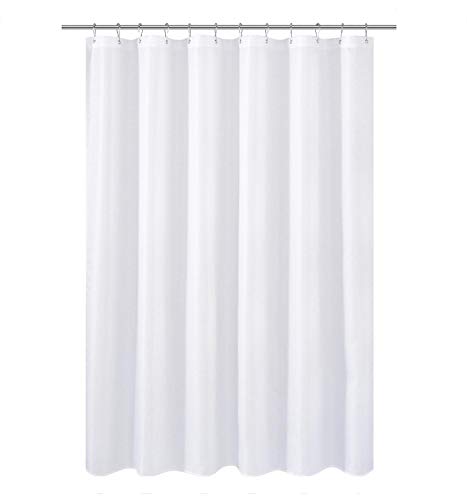N&Y HOME Short Shower Curtain or Liner Fabric 66 inches Shorter Length, Hotel Quality, Washable, Water Repellent, Diamond Patterned White Bathroom Curtains with Grommets