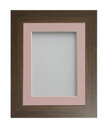 Frame Company Watson Brown Picture Photo Frame fitted with Perspex, A4 with Pink Mount for image size 9x6 inch