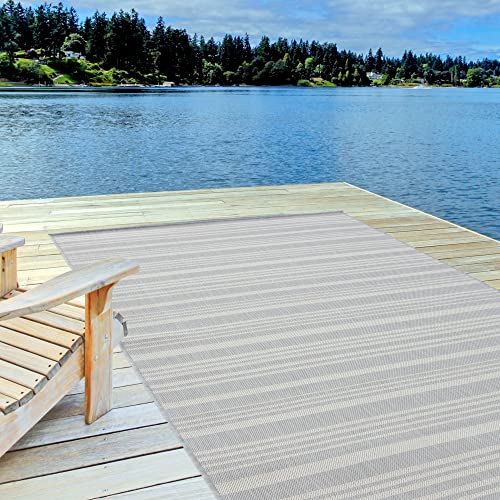 THE RUGS Outdoor Rug – Weather & UV Resistant Outdoor/Indoor Area Rugs - Durable Rugs for Patio, Deck, Garden, Kitchen, Bathroom or Living Room - Grey, 140 x 200 cm