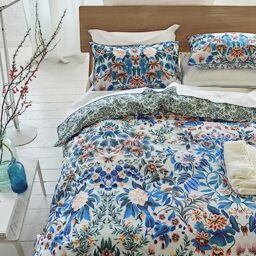 Printed Cotton Percale Duvet Cover, Ikebana Damask, 240 x 220 cm, Designers Guild