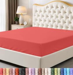 Utopia Bedding Queen Fitted Sheet - Bottom Sheet - Deep Pocket - Soft Microfiber -Shrinkage and Fade Resistant-Easy Care -1 Fitted Sheet Only (Coral)
