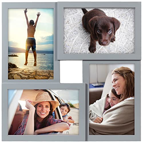 Malden 4x6 4-Opening Matted Collage Picture Frame, Displays Four (Displays Four 4x6 Pictures, Gray)
