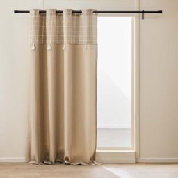 Douceur d'Intérieur, 140 x 240 cm Everest Sand Cotton Polyester Eyelet Curtain with Top