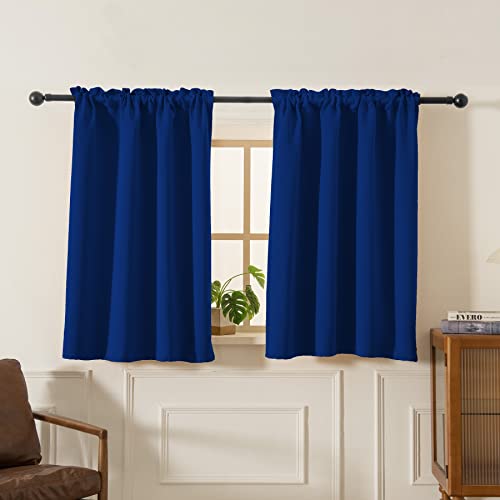 "Pickluc Blackout Curtains 45 Inches Long 2 Panels, Room Darkening Tiers with Rod Pocket, Short Black Out Curtain for Small Window, 42"" Wide and 45"" Length, Set of Two, Navy Blue."