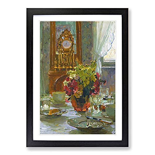 The Breakfast Table by Carl Moll Framed Print - A2 Black Framed Wall Art - Ready to Hang - Modern Nature Picture - Living Room Bedroom Lounge Office