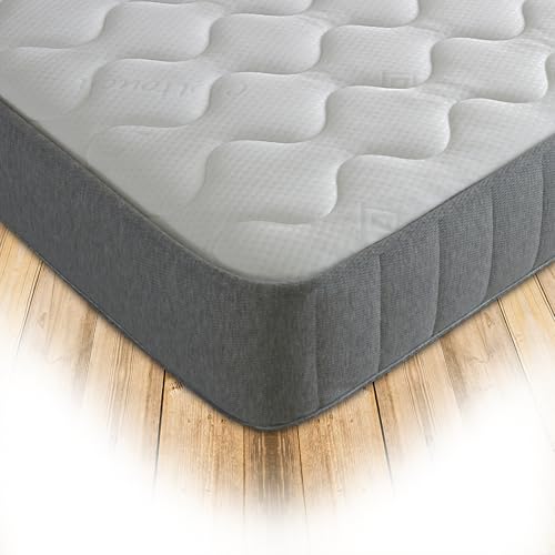 Starlight Beds Castle 8-Inch Hybrid Double Memory Foam Mattress with Springs – Soft, Grey, (4ft6 x 6ft3)