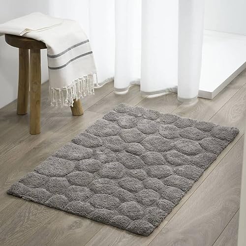 Sealskin Pebbles Bath Mat, Cotton, Grey, 60 x 1.5 x 90 cm