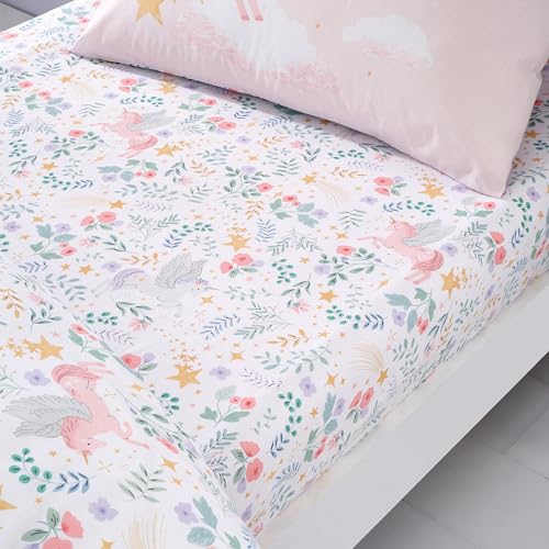 Catherine Lansfield Fairytale Unicorn Double Fitted Sheet White