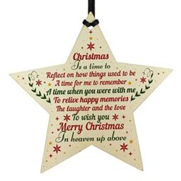RED OCEAN CHRISTMAS BAUBLE Wooden Star Memorial Plaque For Mum Dad Nan Grandad Friend Tree Decoration