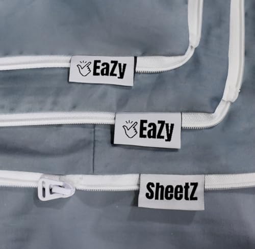 Eazy Sheetz?? - Non Loose Fitted Sheets - Zippered Sheets, Fitted Sheets, Zippered Sheets, Silky Cotton (Rain) Design Sheet - King 30 x 80 x 10 Inches Standard (9-11 inches