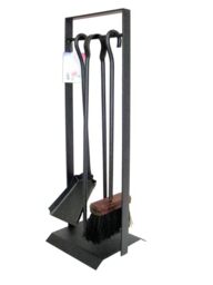 ARDUFEU - Plania Modern Fireplace Companion Set, Frosted Grey Steel, 3-Piece Set – Brush, Shovel & Tongs, Forged in France, No Assembly Required