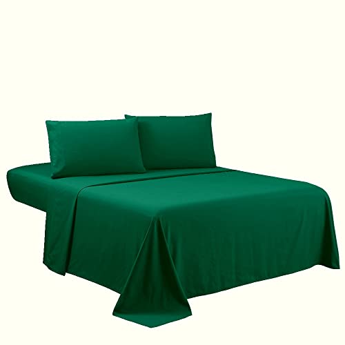 Sfoothome Full Sheets - Hotel Luxury 4-Piece Bed Set, Extra Deep Pocket, 1800 Series, Wrinkle & Fade Resistant, Sheet & Pillow Case Set (Full, Blackish Green)