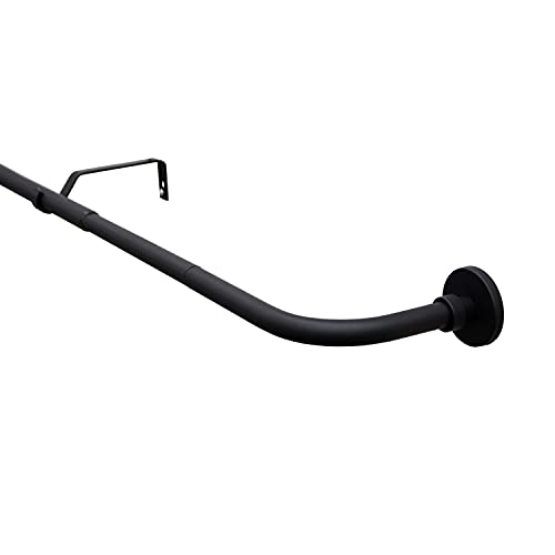 GARDINIA Lisa Curtain Pole Set Extendible 1 Track with Arch Diameter 16/19 mm Complete Style Set Including Fixings Matt Black Metal 180-240 cm
