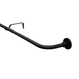 GARDINIA Lisa Curtain Pole Set Extendible 1 Track with Arch Diameter 16/19 mm Complete Style Set Including Fixings Matt Black Metal 180-240 cm