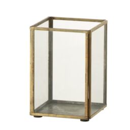 J-Line Tealight Holder - Glass/Metal - Bronze - Small