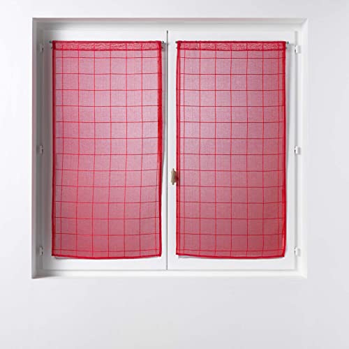 Douceur d'Intérieur, Straight Curtains 2 x 60 x 90 cm Eulalie Red Sandblasted