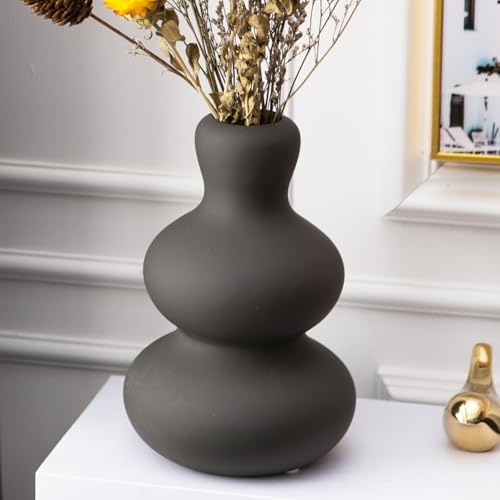 Tenforie Ceramic Vase For Decoration, Black Modern Vases For Home Living Room, Home, Office, Centerpiece, Table And Wedding Decoration