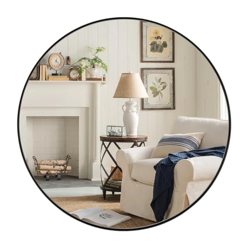 "ANDY STAR ZEYUMEE 36"" Black Round Mirror, Large Round Bathroom Mirror, Big Circle Wall Mirror in Metal Frame, Matte Black Vanity Mirror for Entryway, Living Room, Washrooms"
