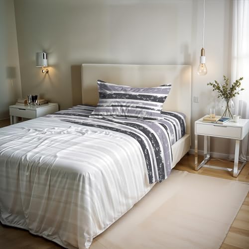 River Cotton Single Bed Sheet Set, Made in Italy – Complete Bed Set, Fitted Sheet, Top Sheet 90 x 200 cm and Pillowcase with Inner Flap (Single, Oka)