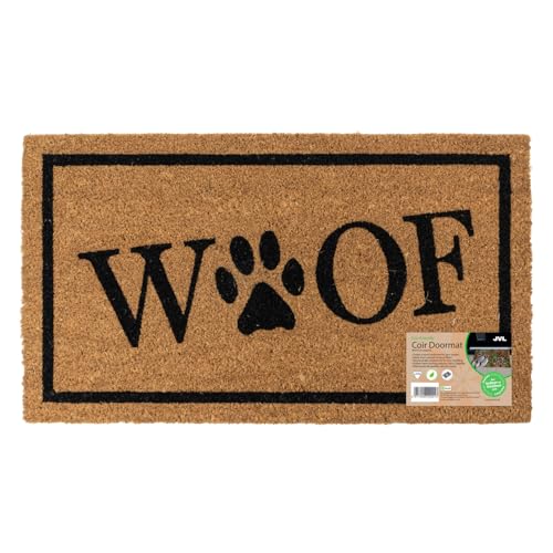 JVL Eco-Friendly Latex Backed Coir Entrance Doormat, 40x70cm - Woof