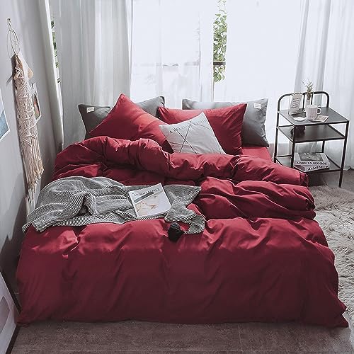 Pureant Burgundy Red Comforter Twin Wine Red Bedding Claret Red Quilts - Women Girls Solid Dark Red Bedding Comforters,Noble Bordeaux Red Bed,Luxurious Crimson Red Bedding,Twin Size Comforter