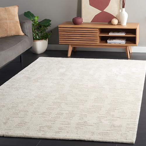 Safavieh Neptune Collection Geometric Rug for Living Room Dining Room Bedroom Short Pile Ivory and Beige 48 x 72 Inch