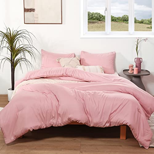 ROSGONIA Full Size Comforter Sets for Girls Boys Teens Pink, 3pcs (1 Boho Comforter & 2 Pillowcases), Lightweight Dorm Bedding Soft All Season Bed Set