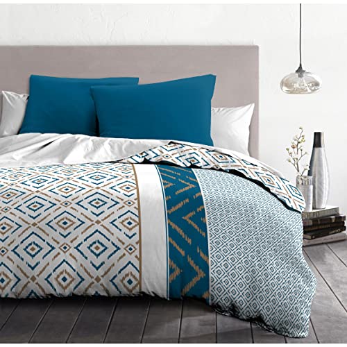 Home Linge Passion Ethno Duvet Cover Set 140 x 200 cm Cobalt Blue