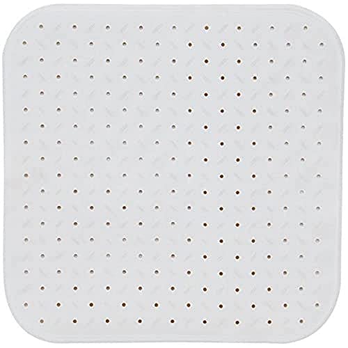 MSV Premium Shower Mat Bath Mat Antibacterial Non-Slip with Suction Cups White Rose Scented Approx. 54 x 54 cm Washable at 60 °C Large White