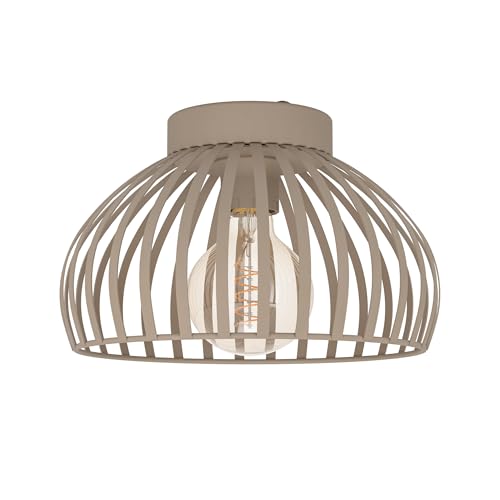 Eglo Ceiling Lamp Mogano 3, Flush Mount Light Fixture for Living Room, Bedroom Lighting, Metal Beige, E27 Socket, Ø 28 cm