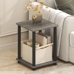 Furinno SIMPLISTIC Side Table Set of 2, End Table, Night Stand, Nightstand, Bedside Table, for Living Room, Bedroom, Grey Oak