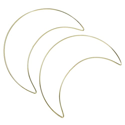 2 Pack 14inch Metal Moon Shaped Metel Ring Hoop Wreath Macrame Gold Craft Rings for Making Wedding Wreath Decor, Dream Catcher and DIY Wall Hanging Crafts (14 inch Moon)