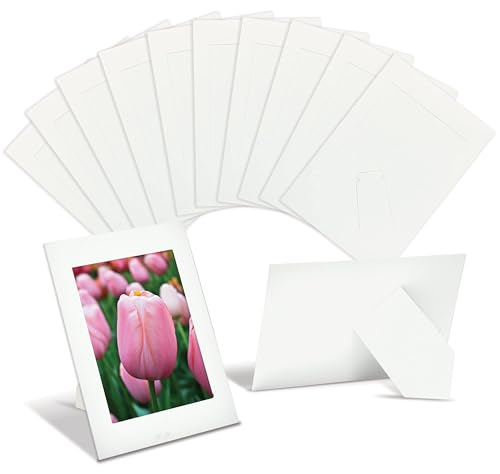 Better Office Products Paper Picture Frames for 4 x 6 Inch Inserts, 50 Pack, Heavy Cardstock Photo Frame with Easel, Standing Paper Frames (White)