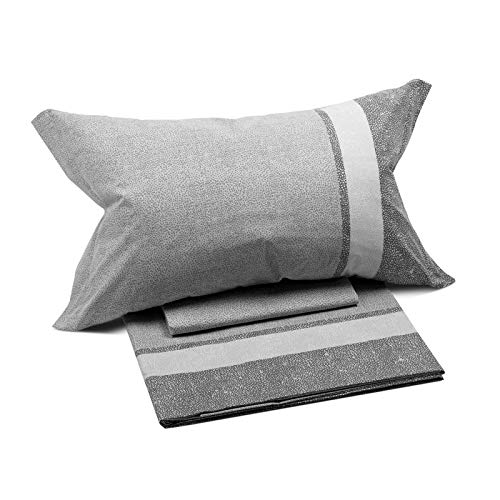 Caleffi 1003634 Cotton Nevada2 Bedding Set with French 2 Pillowcases, Grey