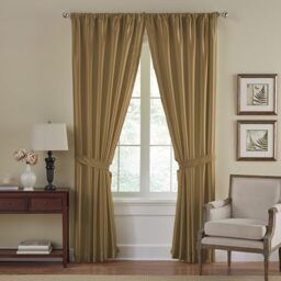 Elrene Home Fashions Faux Silk Room Darkening & Energy Efficient Rod Pocket Window Curtain Solid, Gold, 52 in x 84 in (1 Panel)